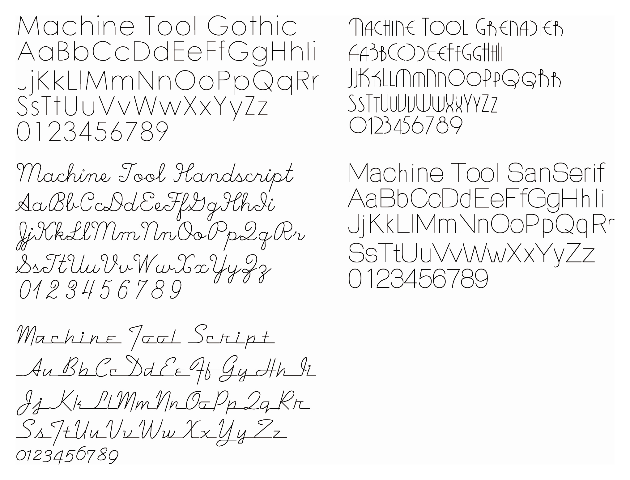 Single line fonts. 