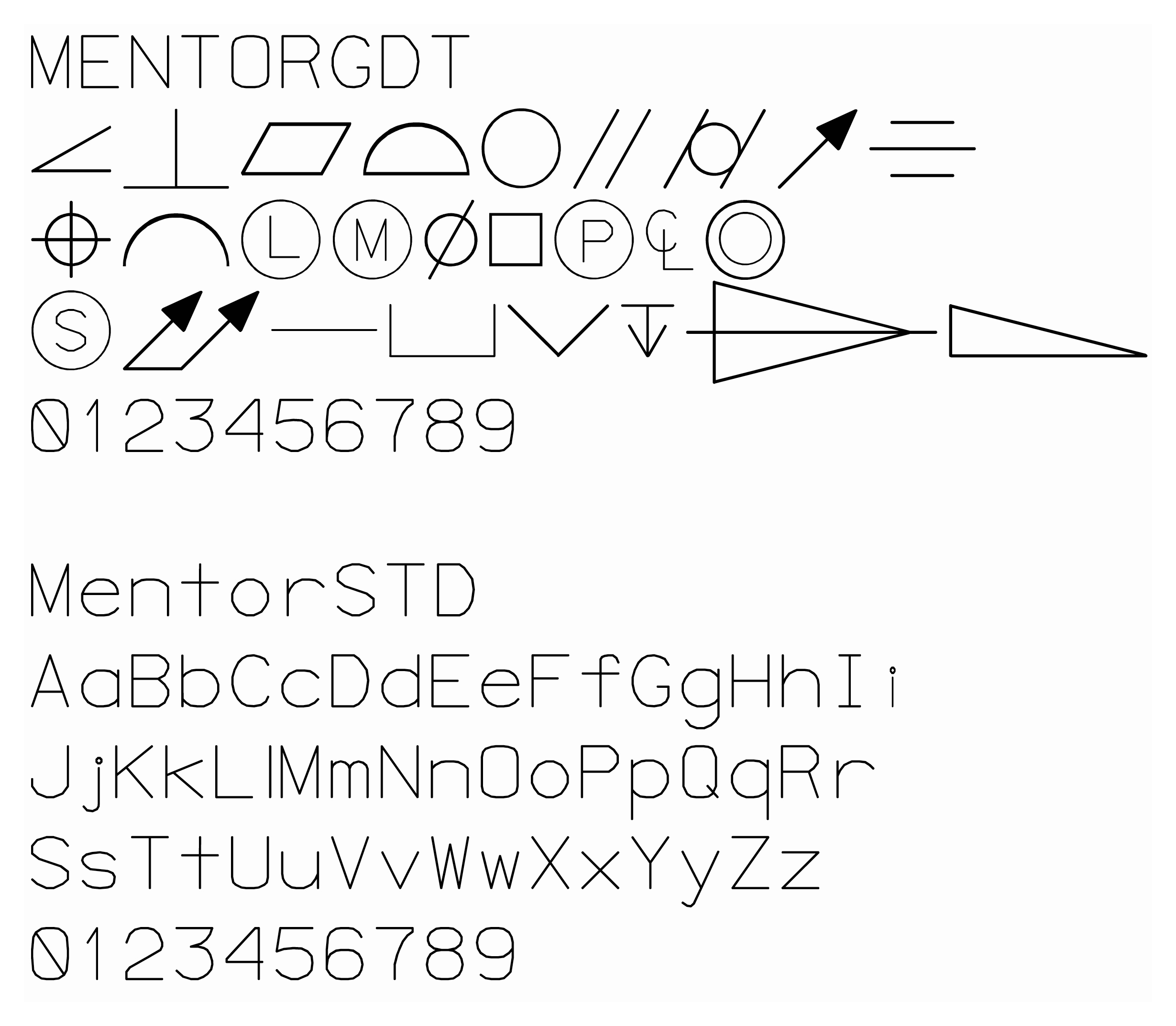 Single-line fonts. 